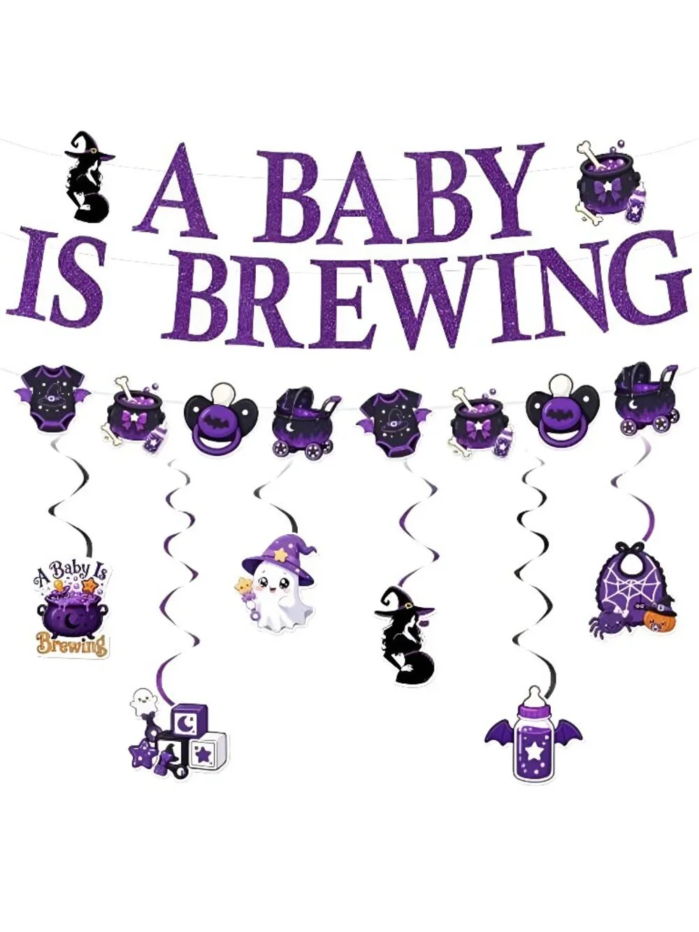 Halloween Baby Shower Decorations, A Baby is Brewing Gender Reveal Decor